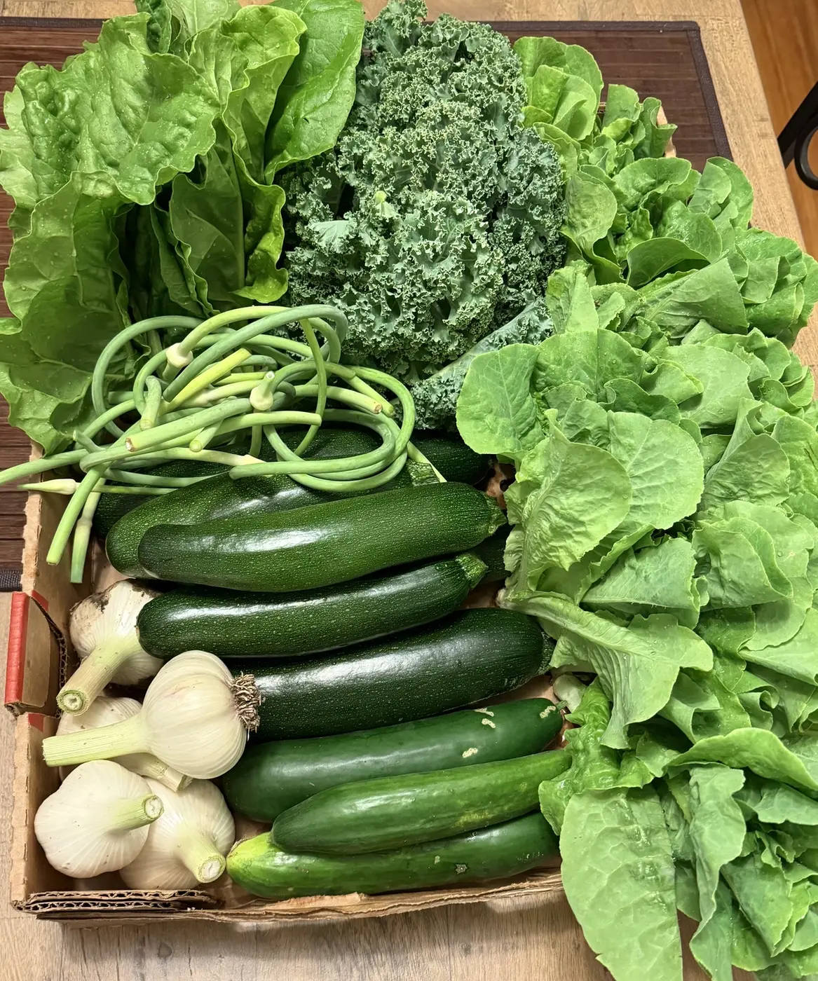 A mixed Soil to Soul harvest with lettuce and kale